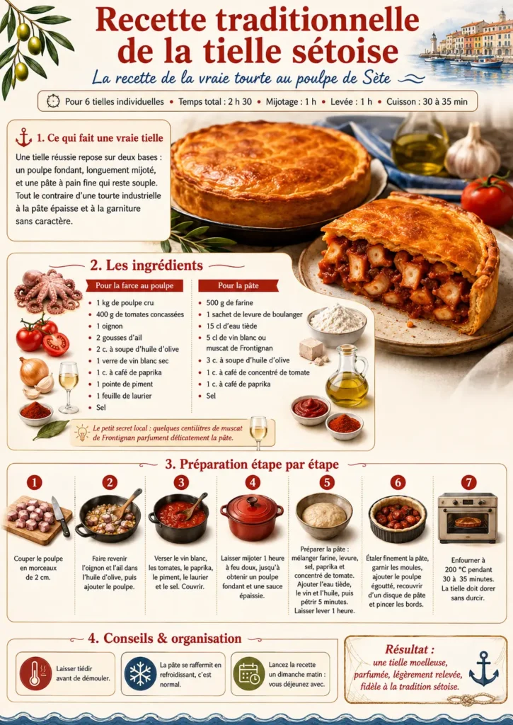 infographie de recette de tielle traditionnelle